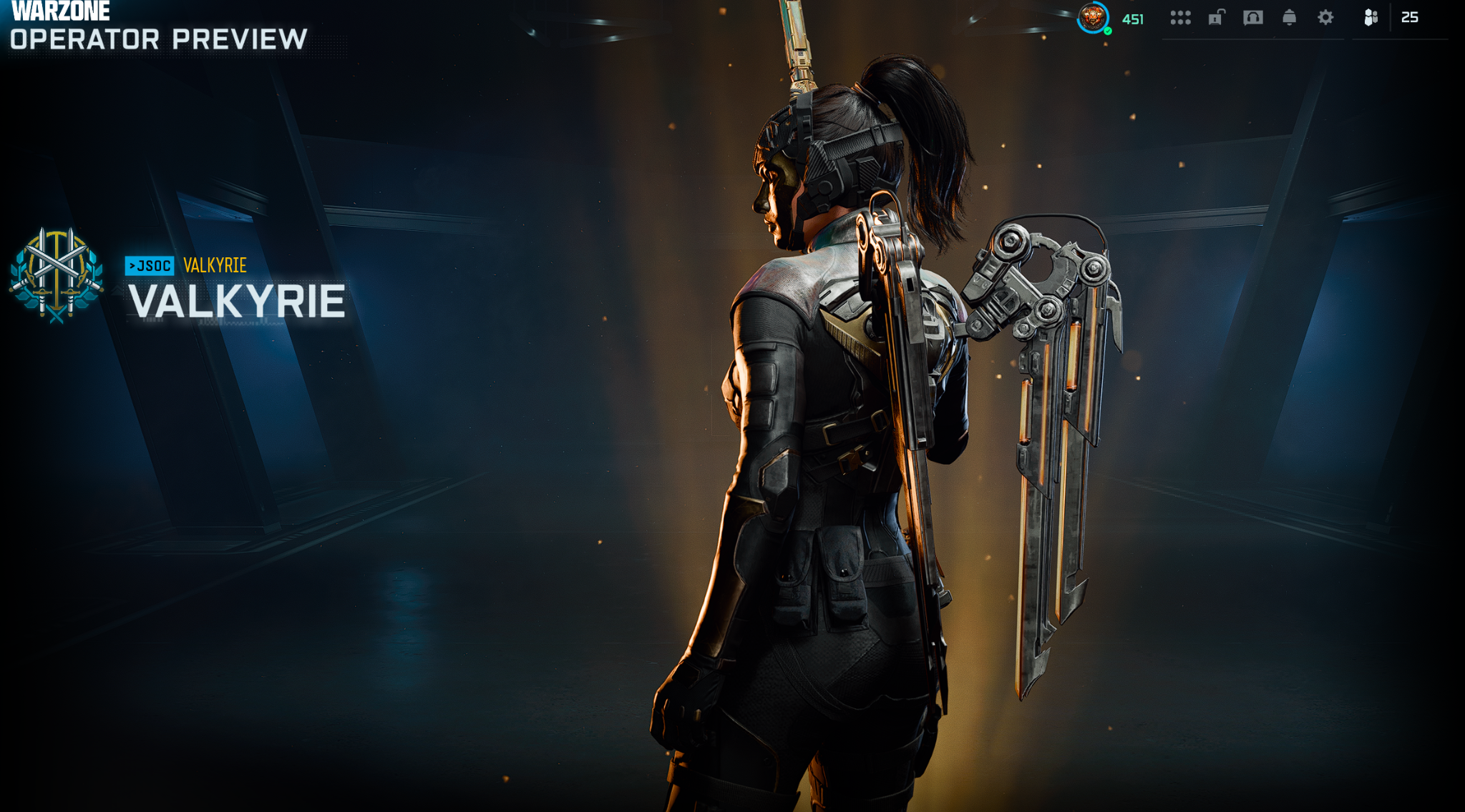 Valkyrie Warzone operator back view