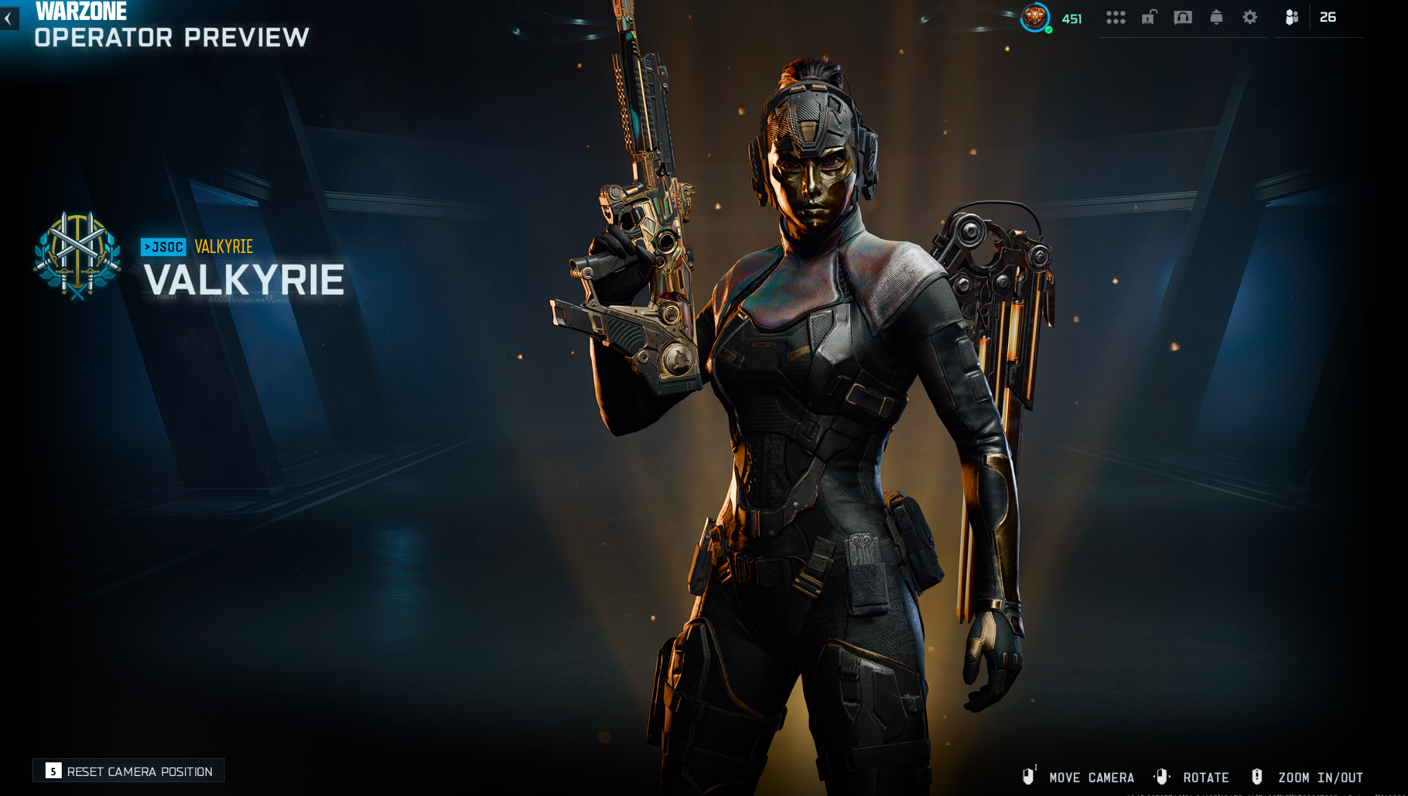 Valkyrie Warzone operator front view