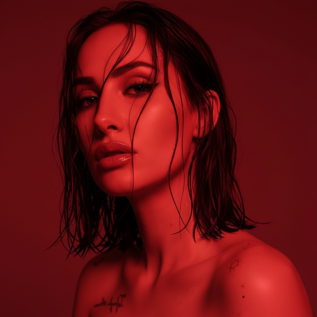Raffaella in a dramatic red portrait
